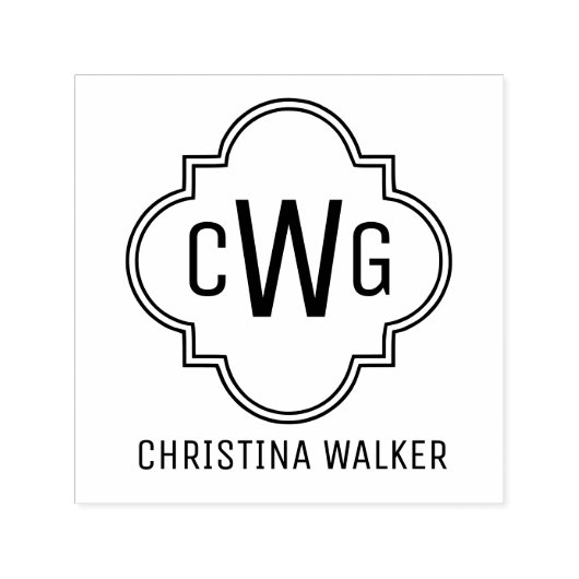 Eleganter marokkanischer Quatrefolie 3 Anfangsname Permastempel (Design)