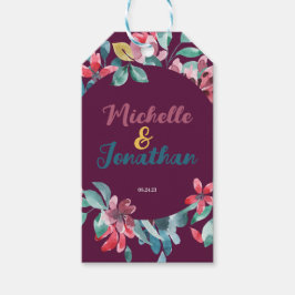 Eleganter Maroon farbenfroh, Aquarellblumen Geschenkanhänger