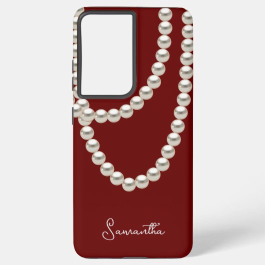 Eleganter Maroon Pearl Halskette Samsung Galaxy Hülle (Rückseite)