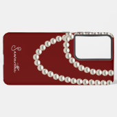 Eleganter Maroon Pearl Halskette Samsung Galaxy Hülle (Linke Seite)