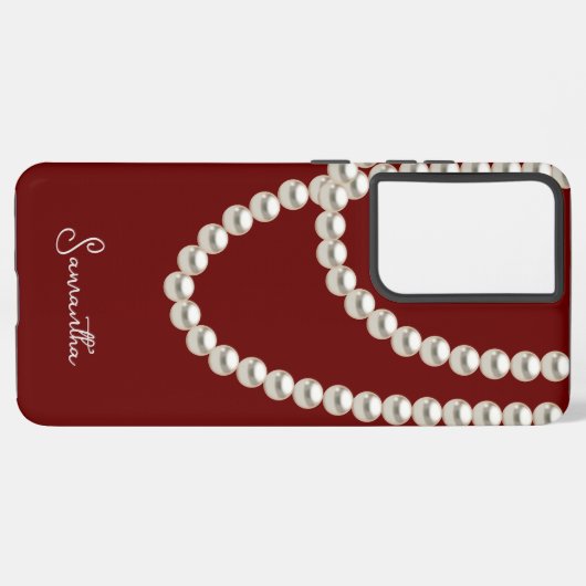 Eleganter Maroon Pearl Halskette Samsung Galaxy Hülle (Linke Seite)