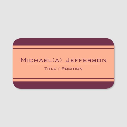 Eleganter Maroon Red & Tranquil Peach: Moderner St Namensschild (Vorderseite)