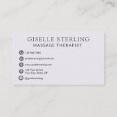 Eleganter Massagetherapeut Lila Lilac Script Visitenkarte (Rückseite)