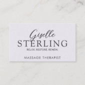 Eleganter Massagetherapeut Lila Lilac Script Visitenkarte (Vorderseite)