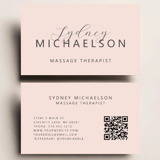 Eleganter Massagetherapeut QR-Code Rosa rot Visitenkarte