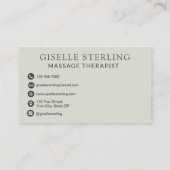 Eleganter Massagetherapeut Sage Green Modern Visitenkarte (Rückseite)