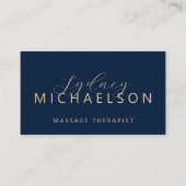 Eleganter Masseur QR Code Navy Blau Gold Visitenkarte (Vorderseite)