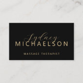 Eleganter Masseur QR Code Schwarz Gold Visitenkarte (Vorderseite)