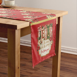 Eleganter maßgeschneiderter Weihnachts-Festtag-Rot Kurzer Tischläufer