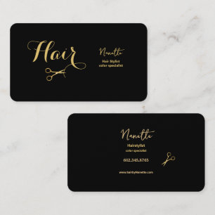 Eleganter Master-Haarstylist Black and Gold Visitenkarte