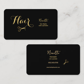 Eleganter Master-Haarstylist Black and Gold Visitenkarte