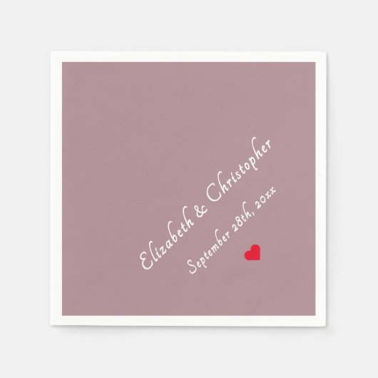 Eleganter Mauve Monogram Wedding Date Party Cockta Serviette (Vorderseite)