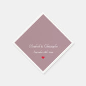 Eleganter Mauve Monogram Wedding Date Party Cockta Serviette (Ecke)