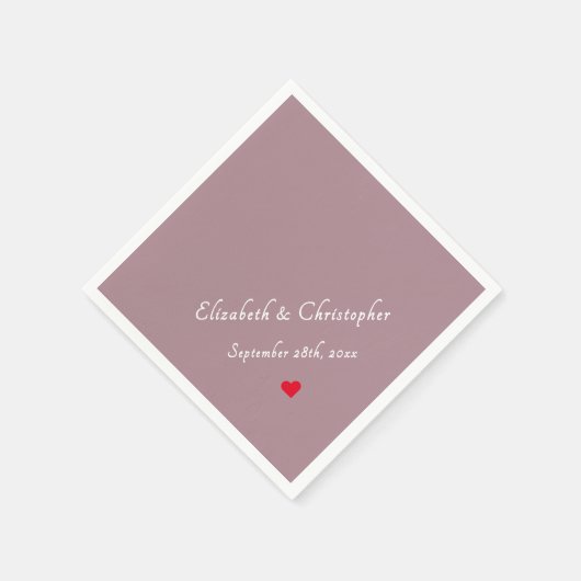 Eleganter Mauve Monogram Wedding Date Party Cockta Serviette (Ecke)