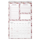 Eleganter Mauve Pink Blumenmuster Monatsplaner Kalender (Mär 2026)