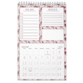 Eleganter Mauve Pink Blumenmuster Monatsplaner Kalender (Jan 2026)