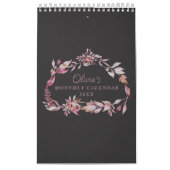 Eleganter Mauve Pink Blumenmuster Monatsplaner Kalender (Titelbild)