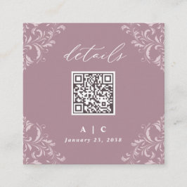 Eleganter Mauve QR Code Hochzeit Details zum klein Begleitkarte