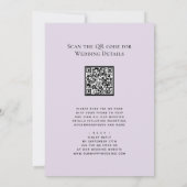 Eleganter Mauve QR Code in einer modernen Hochzeit Einladung (Rückseite)