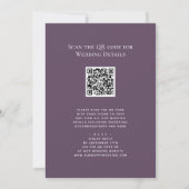 Eleganter Mauve QR Code in einer modernen Hochzeit Einladung (Rückseite)