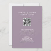 Eleganter Mauve QR Code in einer modernen Hochzeit Einladung (Rückseite)