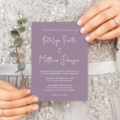 Eleganter Mauve QR Code in einer modernen Hochzeit Einladung