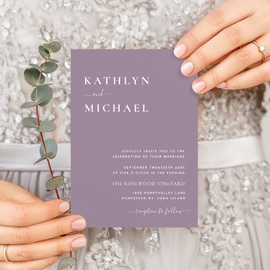 Eleganter Mauve QR Code in einer modernen Hochzeit Einladung