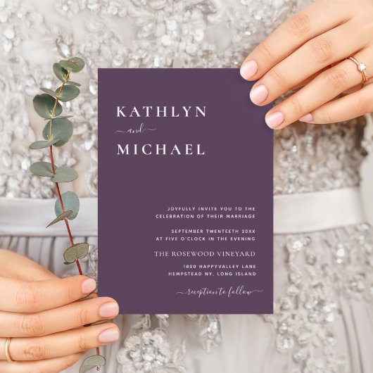 Eleganter Mauve QR Code in einer modernen Hochzeit Einladung