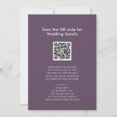 Eleganter Mauve QR Code in einer modernen Hochzeit Einladung (Rückseite)