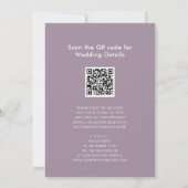 Eleganter Mauve QR Code in einer modernen Hochzeit Einladung (Rückseite)