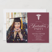 Eleganter Medical Caduceus Custom Picture Abschlus Einladung (Vorderseite)