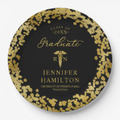 Eleganter Medical Nursing School Abschluss Black Pappteller (Vorderseite)