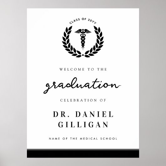 Eleganter Medical School Abschluss Begrüßungszeich Poster (Vorne)