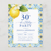 Eleganter mediterraner Lemon Floral 30. Geburtstag Flyer (Vorne)