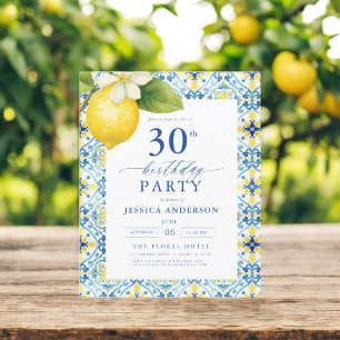 Eleganter mediterraner Lemon Floral 30. Geburtstag Flyer