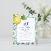 Eleganter mediterraner Lemon Floral 40. Geburtstag (Stehend Vorderseite)