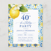 Eleganter mediterraner Lemon Floral 40. Geburtstag Flyer (Vorne)