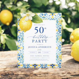 Eleganter mediterraner Lemon Floral 50. Geburtstag