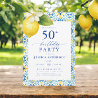 Eleganter mediterraner Lemon Floral 50. Geburtstag