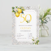 Eleganter mediterraner Lemon Italienisch 50. Gebur Einladung (Stehend Vorderseite)