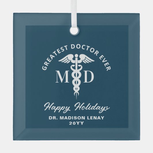 Eleganter Medizinarzt Personalisiert Weihnachten Ornament Aus Glas (Vorderseite)