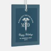 Eleganter Medizinarzt Personalisiert Weihnachten Ornament Aus Glas (Vorderseite Rechts)