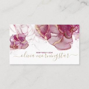 Eleganter Merlot-Gold-Akzent Alcohol-Tinte Visitenkarte