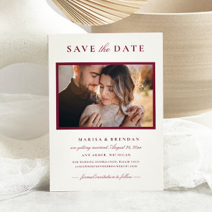 Eleganter Merlot-Roter Bilderrahmen Hochzeit Save The Date
