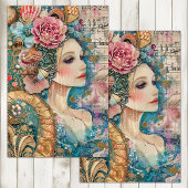 ELEGANTER MERMAID DECOUPAY SEIDENPAPIER