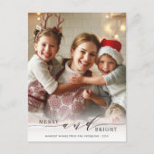 Eleganter Merry and Bright Foto Holiday Postkarte (Vorderseite)