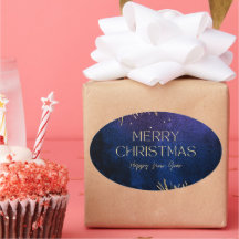 Eleganter Merry Christmas & Happy New Year Aufkleb
