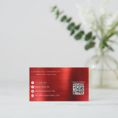 Eleganter Metall Rubi Red QR Code Verbinden Sie mi Visitenkarte (Stehend Vorderseite)