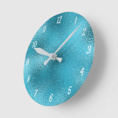 Eleganter Metallic Blue Silver Decorative Runde Wanduhr (Winkel)