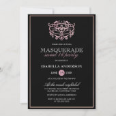 Eleganter Metallic Blush Pink Masquerade Sweet 16 Einladung (Vorderseite)